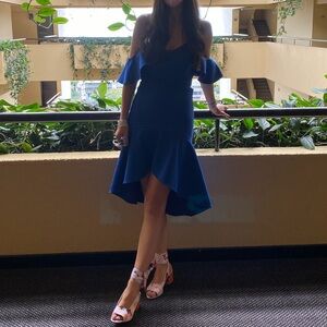 Elegant Asymmetrical Blue Dress